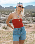Riley Cut-Off Denim Shorts - Faded Indigo Fray