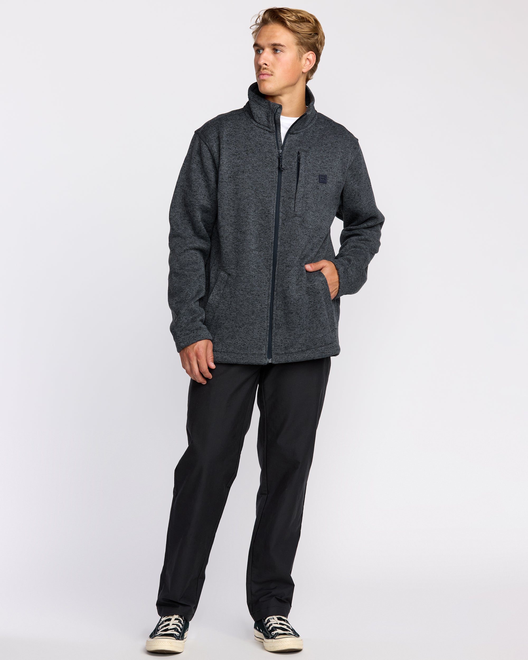 Boundary Mock Neck Zip Sweatshirt - Navy