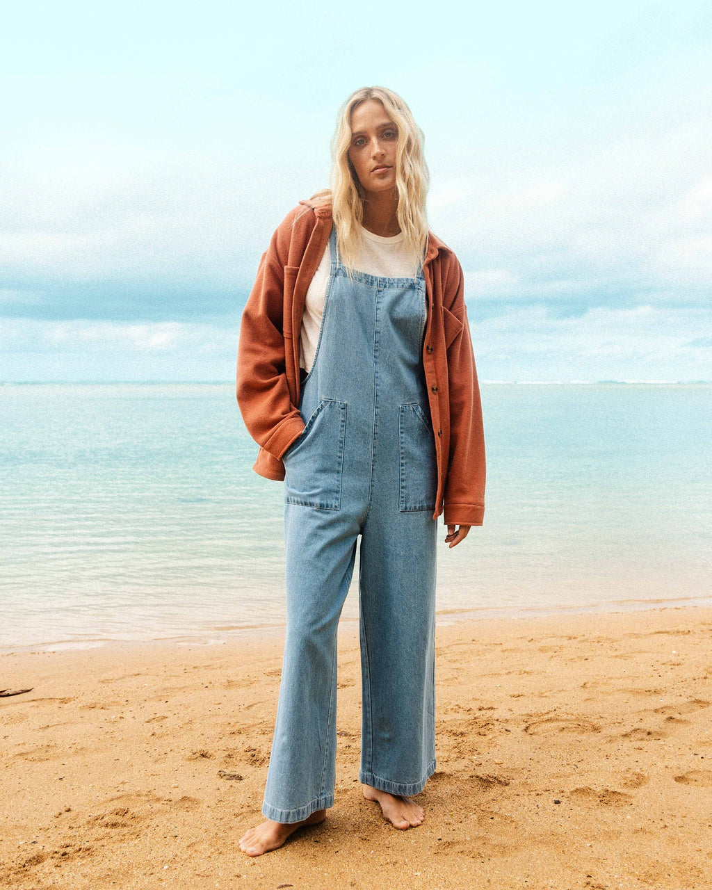 Pacific Time Denim Overall - Sea Blue