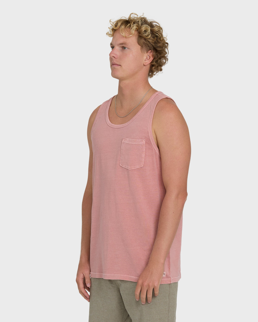 Essential Pocket Wave Washed Premium Tank Top - Ash Rose